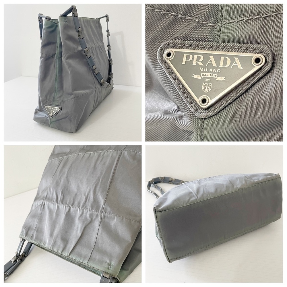 Prada Gray Shoulder Bag with Chain-Link Strap - Picture 3 of 10